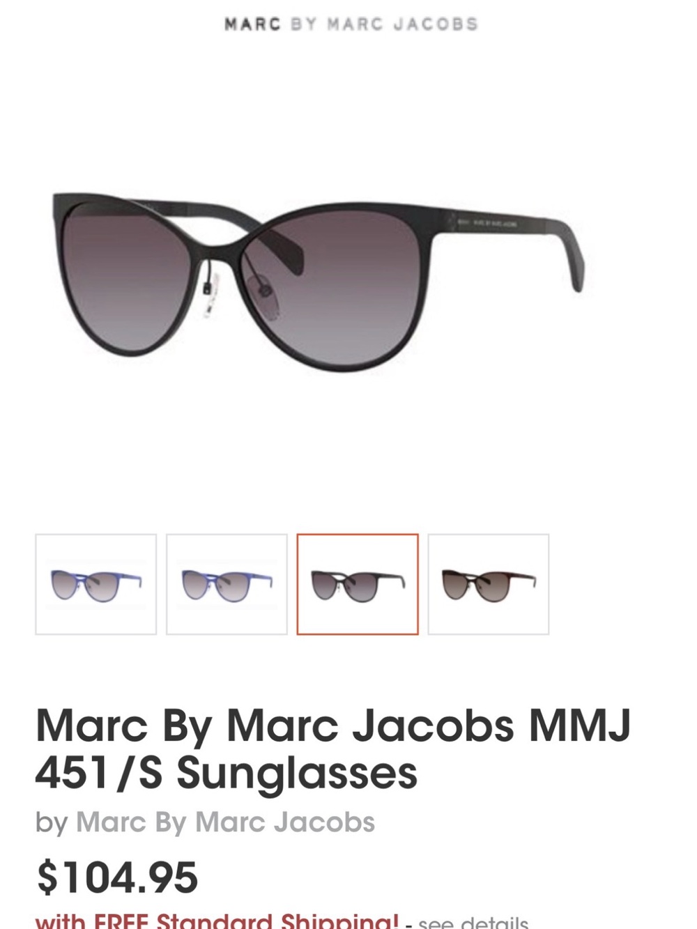 Marc by Marc Jacobs Black Frame Sunglasses with Gray Gradient Lenses